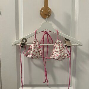 437 Chloe Top Size S White and Pink Floral Excellent Condition